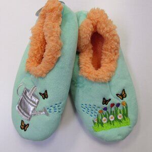 Women's Size 5/6 Small Snoozies! Gardening Garden Print Pairables Slippers NEW
